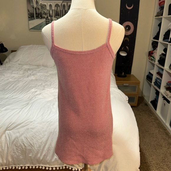 First Love | V Neck Twist Front Knit Sweater Tank Top Cami Pink Dusty Rose - Picture 3 of 11